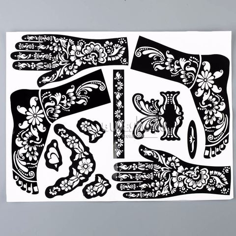 Buy Online 1 Sheet Henna Tattoo Templates Hands Feet Leg Arm Airbrushing Tattooing Templates Professional Temporary Mehndi Body Painting Alitools