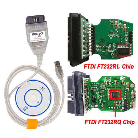 Latest FTDI FT232RL / FTDI FT232RQ MINI VCI Single Diagnostic Cable for TOYOTA TIS Techstream USB to OBD2 16pin 22pin Connector ► Photo 1/1