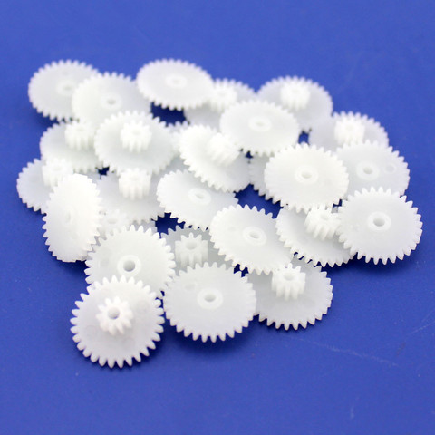 10pcs/pack J381 White Plastic Bi-layer Gears Double-deck Reduction Gears Model Toys Making Free Shipping Russia ► Photo 1/2