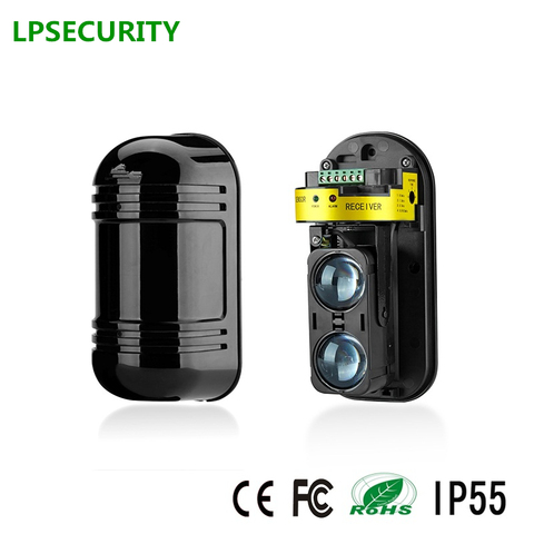 LPSECUIRTY Dual Beam Sensor Active Infrared Intrusion Detector IR 30m~150m Outdoor Perimeter Wall Barrier Fence for GSM alarm ► Photo 1/6