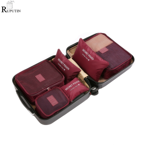 RUPUTIN 6Pcs/set Travel Organizer Storage Bags Suitcase Packing Set Storage Cases Portable Luggage Organizer Clothes Tidy Pouch ► Photo 1/6
