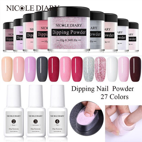 NICOLE DIARY Dipping System Powder Nail Art Dipping Powder Clear Base Top Gel Coat Activator Brush Saver Nail Art Without Lamp ► Photo 1/6