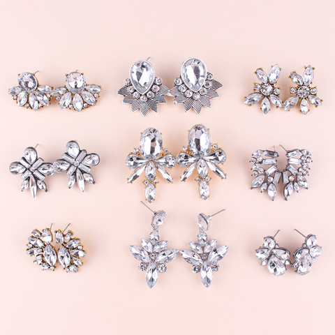 LUBOV Transparent Crystal Stone Drop Earrings Rhinestone Decoration Clear Opal Stone Dangle Earrings Trendy Women Party Jewelry ► Photo 1/6