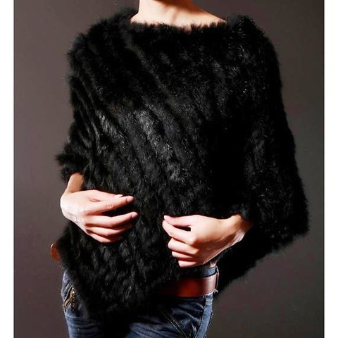 QIUCHEN Promotion On Sale Slim Rabbit Fur Shawl Women Hot Style Retail Wholesales Natural Poncho All Colors In Stock  ► Photo 1/5