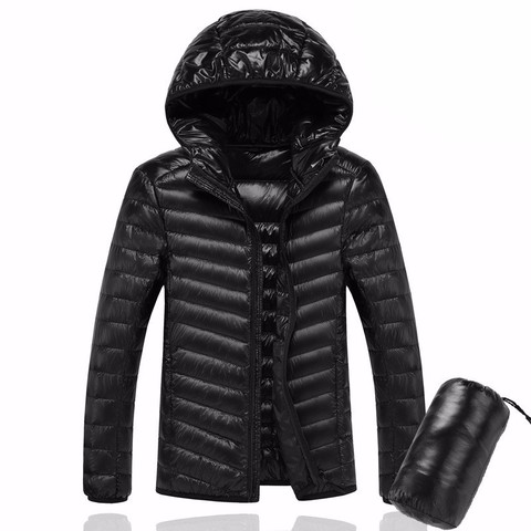2022 Men Hooded Wihite Duck Down Jacket Warm Jacket Line Portable Package Men Pack Jacket Thin and Light Mens Down Coat ► Photo 1/5