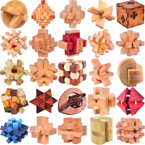 Classic Wooden Puzzle Mind Brain Teasers Burr Interlocking Puzzles Game Toys for Adults Children ► Photo 1/6