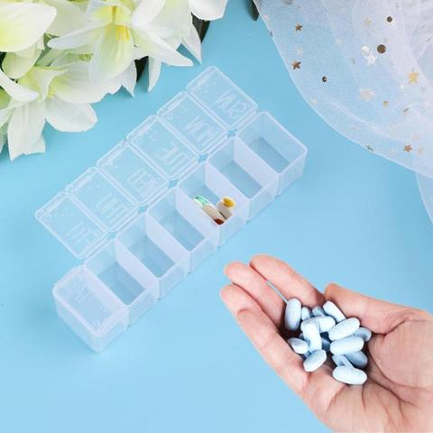 Portable 7 Day Weekly Clear Drug Tablet Pill Box Capsule Vitamin Medicine Holder Splitters Storage Organizer Container Case ► Photo 1/1