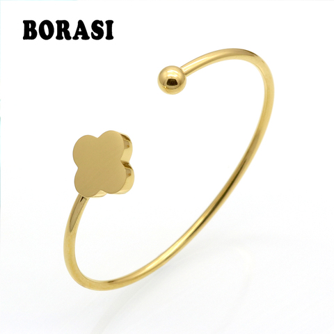 Hot Sale Fashion Gold Color Stainless Steel Flower Bracelets & Bangles For Women Pulseira Love Cute Bracelet Jewelry Party Gift ► Photo 1/6
