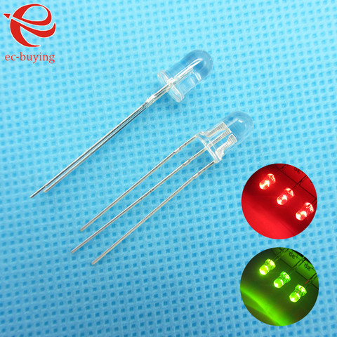 5mm LED Bi-Color Common Anode Round Light Emitting Diode Dual Color Red Green Brightness Ultra Bright Transparent 10 pcs/lot ► Photo 1/1