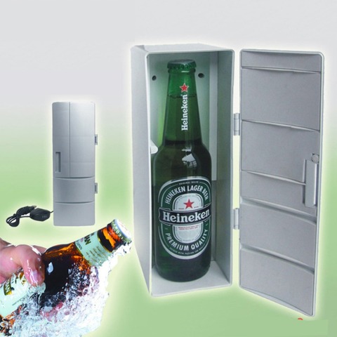 Mini USB Fridge Freezer Cans Drink Beer Cooler Warmer Travel Refrigerator Icebox Car Office Use Portable mini Refrigerator ► Photo 1/1