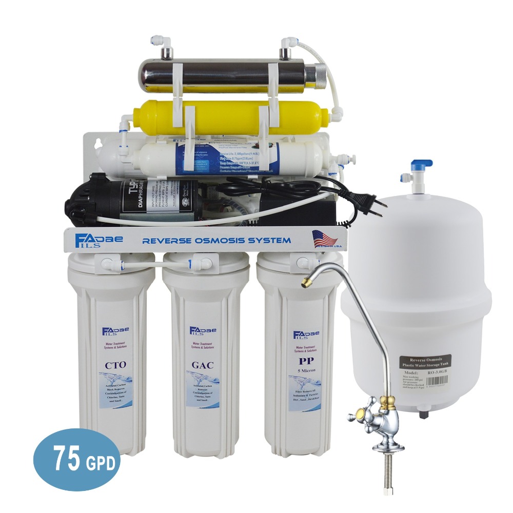 7Stage Under Sink Ultraviolet Reverse Osmosis Drinking Water Filter System with