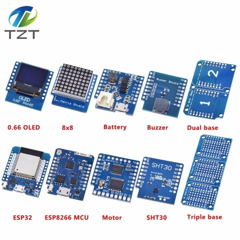 Esp8266 D1 Mini Pro Wifi Nodemcu Data Logger Shield Ds1307 Battery 0.66 Oled Dc Power Buzzer V1.0.0 Dual Base For Wemos Diy Kit ► Photo 1/6