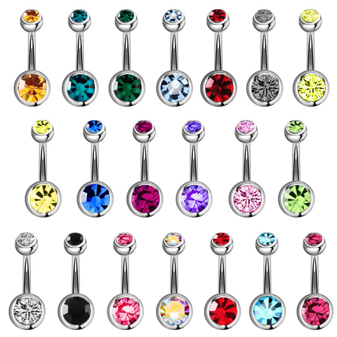 5/10/15/20pcs/lot Crystal Piercing Navel Surgical Steel Rhinestone Belly Button Rings Navel Piercing Ombligo  Ball Nombril ► Photo 1/6
