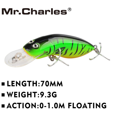 Mr.Charles MR39S fishing lure , 70mm/9.3g high quality minnow hard bait 0-1.0M Floating 3D Eyes Fishing Tackle ► Photo 1/6
