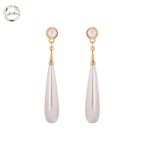 JIOFREE long simulated pearl Waterdrop Clip on Earrings Without Piercing Party Weddng Romantic Nice Gift For Women Earrings ► Photo 1/5