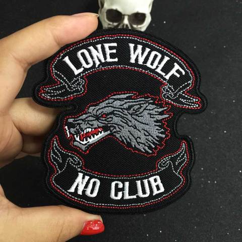  Lone Wolf No Club Back Biker Mc Patches Motorcycle Club Jacket  Patch Back Large Size Jacket Vest Punk Rock Badge