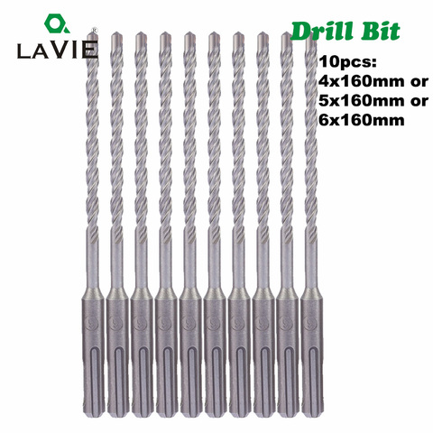 LAVIE 10pc/Lot 4mm 5mm 6mm Electric Hammer SDS Plus Drill Bits Set 160mm Concrete Wall Brick Block Masonry Hole Saw Drilling 013 ► Photo 1/4
