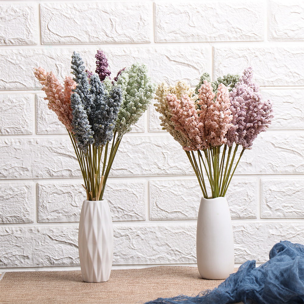 Supplies Faux Artificial Vanilla Spike Fake Flower Cereals Bouquet Plant Wall 