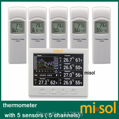 Wireless weather station with 5 sensors, 5 channels, color screen, data logger, connect to PC ► Photo 1/6