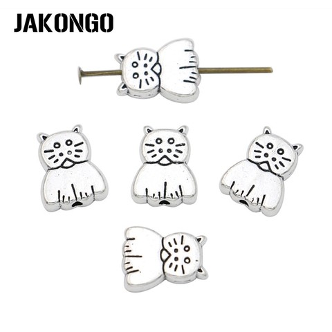 JAKONGO Tibetan Silver Plated Cat Spacer Beads for Jewelry Making Bracelet DIY Accessories Craft 20pcs ► Photo 1/3