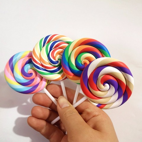 1/2PCS Big Simulate Clay Lolipop Cute Plasticine Candy Flat back For Kids DIY Phone Decoration ► Photo 1/6