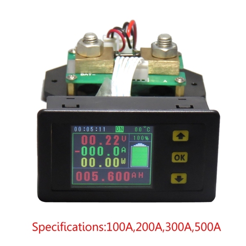 DC 120V 100A 200A 300A 500A LCD Combo Meter Voltage Current KWh Watt Meter 12v 24v 48v 96V Battery Capacity Power Monitor ► Photo 1/6