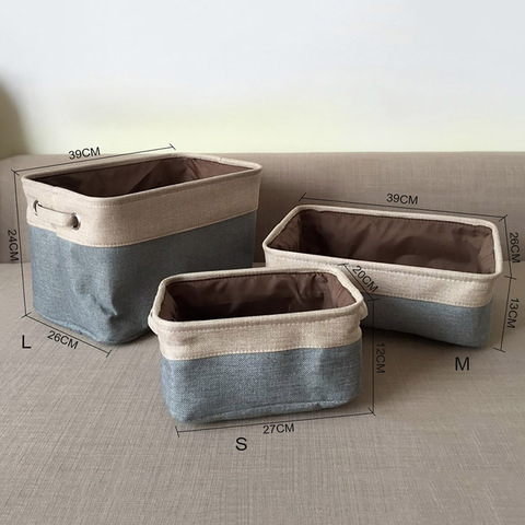 Cover-less Cotton Linen Storage Baskets Double-layer Storage Box Canvas Clothes Toy Car Storage Compartment Wine Red Large ► Photo 1/6