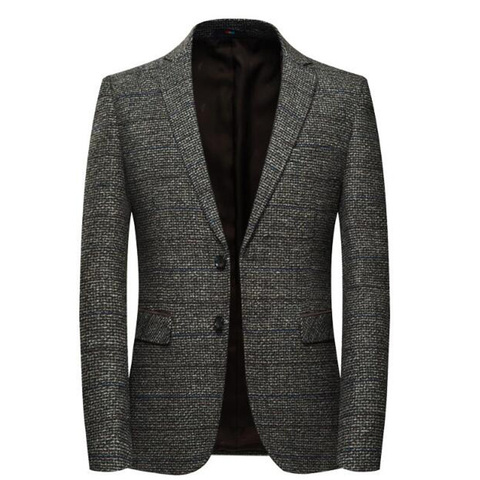 Men's Wool Blazer Striped Jacket Elbow Patch Blazer Tweed Blazers Coat Business Casual Overcoat SHIERXI ► Photo 1/4