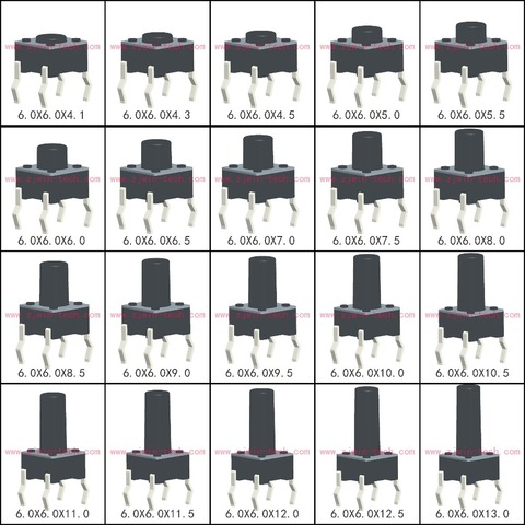 50PCS 6X6X5/4.3/5.5/6/7/8/9/10/13MM Tact Switch Push Button Switch 12V Copper 4PIN DIP Micro Switch For TV/Toys/home use Button ► Photo 1/4