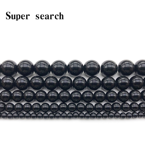Pick size 4 6 8 10 12 14mm Smooth Round Black Agata Onyx loose stone jewelry Beads Free Shipping ► Photo 1/6