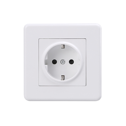 Best Quality German Electric Wall Outlet DE AC 250V Power Faceplate White Color Socket 86x86mm ► Photo 1/3