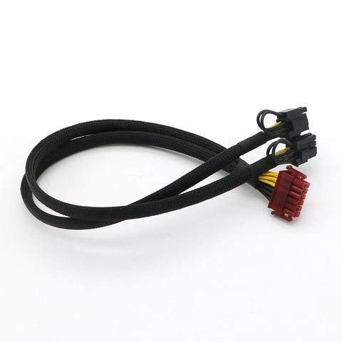 Black Sleeved 12Pin to Dual PCI-E 8Pin (6+2Pin) Power Cable for Enermax Modular PSU. ► Photo 1/2