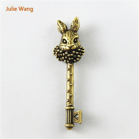 Julie Wang 10PCS Imitation Key Shape  Charms Antique Bronze Plated Pendant Jewelry Accessory Handmade Hanging Crafts 51*16*2mm ► Photo 1/6