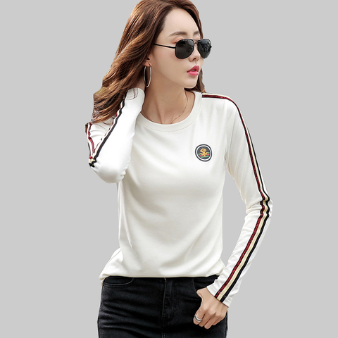 Plus Size Print Cotton T Shirt Women Korean Clothes Autumn Long Sleeve  T-Shirt