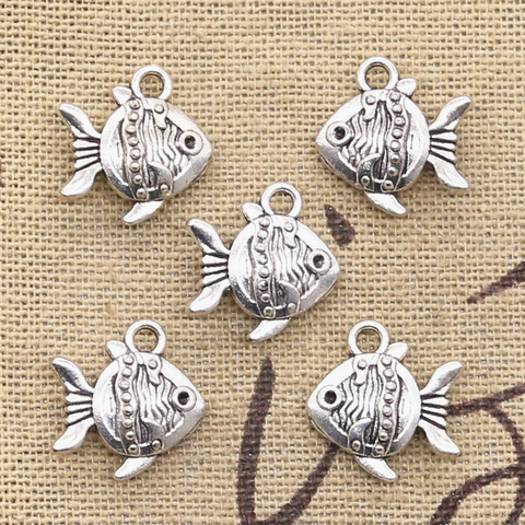 8pcs Charms Double Sided Fish Goldfish 14x15mm Antique Pendant Fit Vintage Tibetan Silver Color DIY Handmade Jewelry ► Photo 1/2