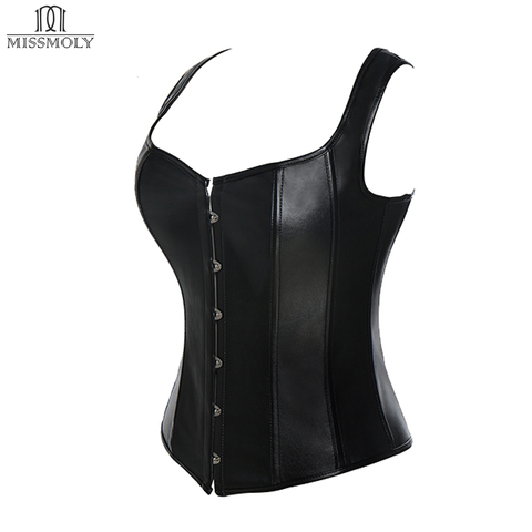 Miss Moly Steampunk Corsets sexy Gothic corset 10 Steel Bones Bustier plus size Leather Women Corselet Bodyshaper Overbust Tops ► Photo 1/6