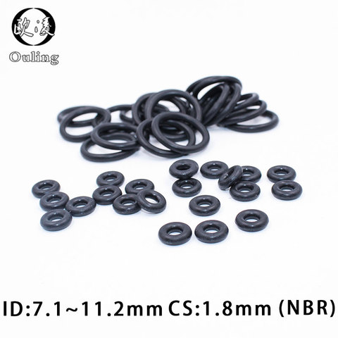 50PCS/lot Rubber Ring NBR Sealing O-Ring 1.8mm Thickness ID7.1/7.6/8/8.5/9/9.5/10/10.6/11.2mm Nitrile O Ring Seal Gasket Washer ► Photo 1/6