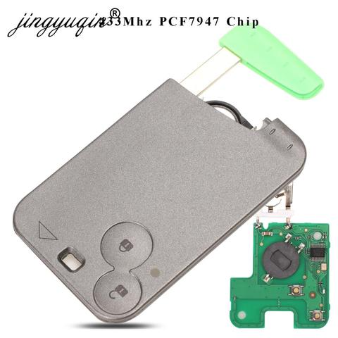 jingyuqin 5pcs /lot Keyless Smart Card Remote Key for Renault Laguna Espace PCF7947 Chip 433Mhz 2 Buttons Smart Fob ► Photo 1/3