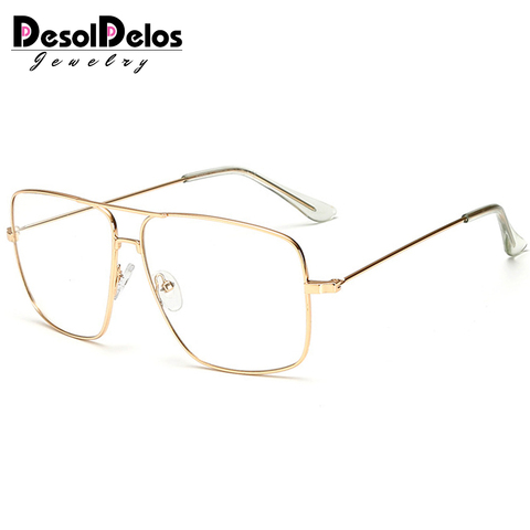 DesolDelos Vintage Gold Metal Frame Eyeglasses Mens Womens Sun glasses Retro Square Optical Lens Eyewear Nerd Clear Lens Glasses ► Photo 1/6