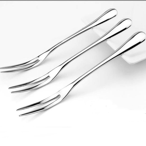 VanKood Stainless Steel Fruit Fork Dessert Fork Eco-friendly Two Tooth Dinner Forks Fork Western Style Kitchen BBQ Tool ► Photo 1/5