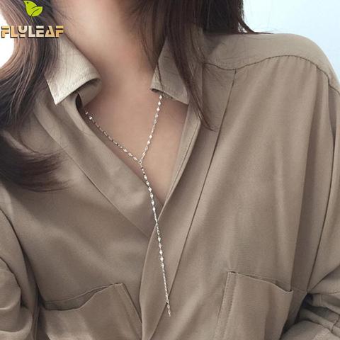 Flyleaf Sequin Chain Long Tassel Necklaces & Pendants For Women 2022 New Trend 100% 925 Sterling Silver Fashion Party Jewelry ► Photo 1/5