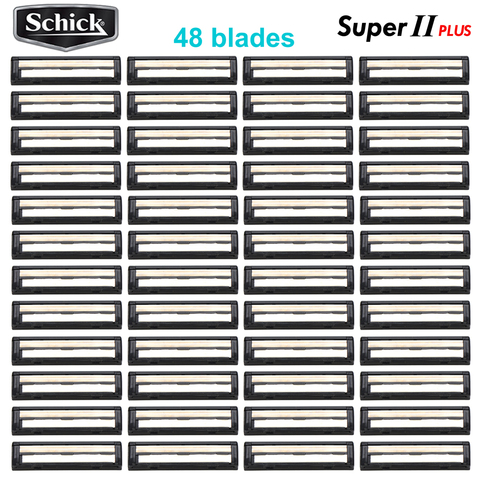 48 blades Original Genuine Schick Super II PLUS face razor blades Double lubrication Vitamin B5 Lubricating shaver replacement ► Photo 1/6