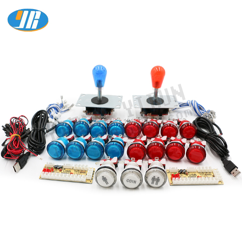 Arcade Joystick DIY Kits with 2 Players USB LED Encoder 4 /8 Way Joystick Controller LED Illuminated Push Button for Game MAME ► Photo 1/6