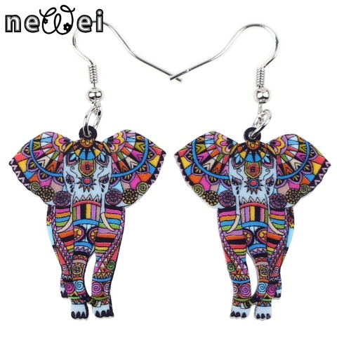 Newei Cute Big Long Animal Acrylic Dangle Drop Elephant JUNGLE Earrings 2017 News Style Dangle Novelty Jewelry For Girls Women ► Photo 1/6