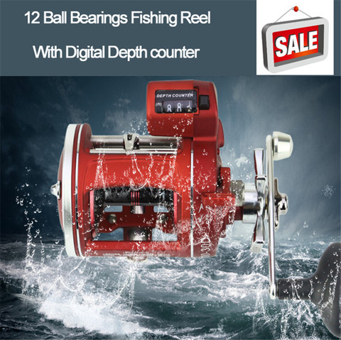 12 Ball Bearings Fishing Reel with Digital display Depth counter High Strength Baitcasting Drum  Lure Boat Sea Fishing whell ► Photo 1/1