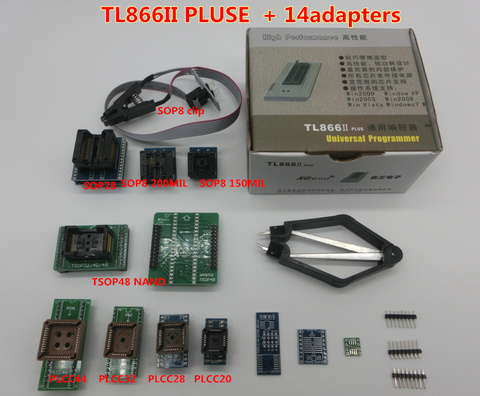 100%Original NEWEST XGecu  TL866II PLUS Universal Programmer+14 Adapters+TSOP32 TSOP48 Adapter +Test Clip ► Photo 1/2
