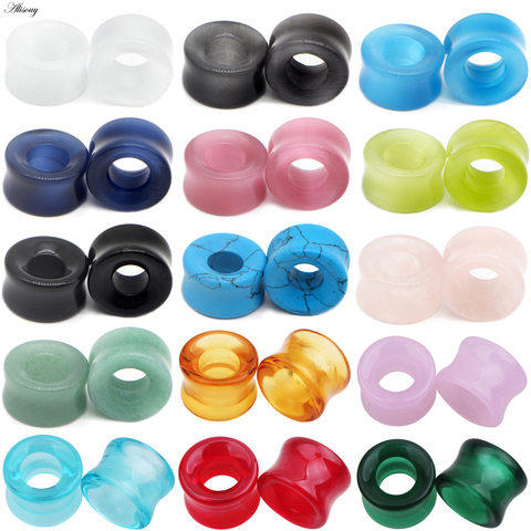 1Pc Stone Glass Ear Tunnel Plugs Mixed Style Hollow Single Flared Ear Flesh Gauges Piercing Ear Expander Stretcher Body Jewelry ► Photo 1/6