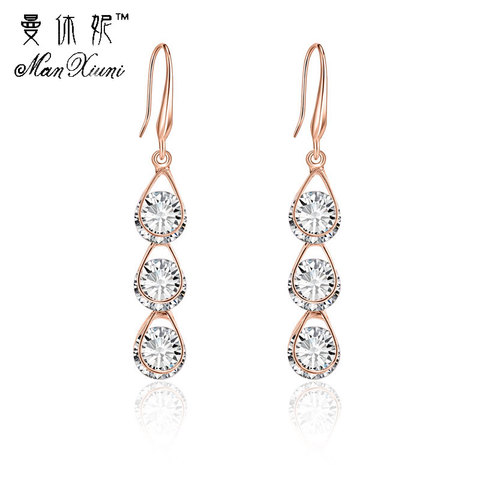 Manxiuni New Fashion Women Earring Rose Gold brinco Color 7 Colors CZ oorbellen Pierced Dangle Drop Earrings Jewelry Gifts ► Photo 1/6