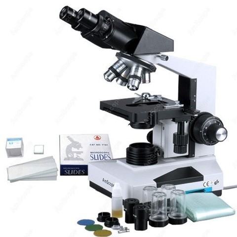 Professional Biological Microscope--AmScope Supplies 1600x Professional Biological Microscope + 50 Slides + 100 Coverslips ► Photo 1/6