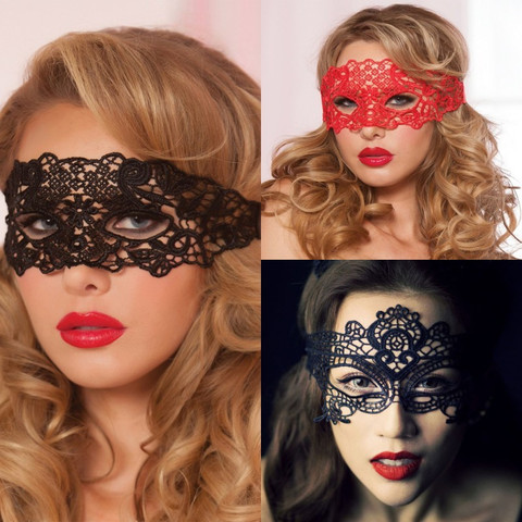 Sexy Babydoll Porn Lingerie Sexy Black/White/Red Hollow Lace Mask Erotic Costumes Women Sexy Lingerie Hot Cosplay Party Masks ► Photo 1/6